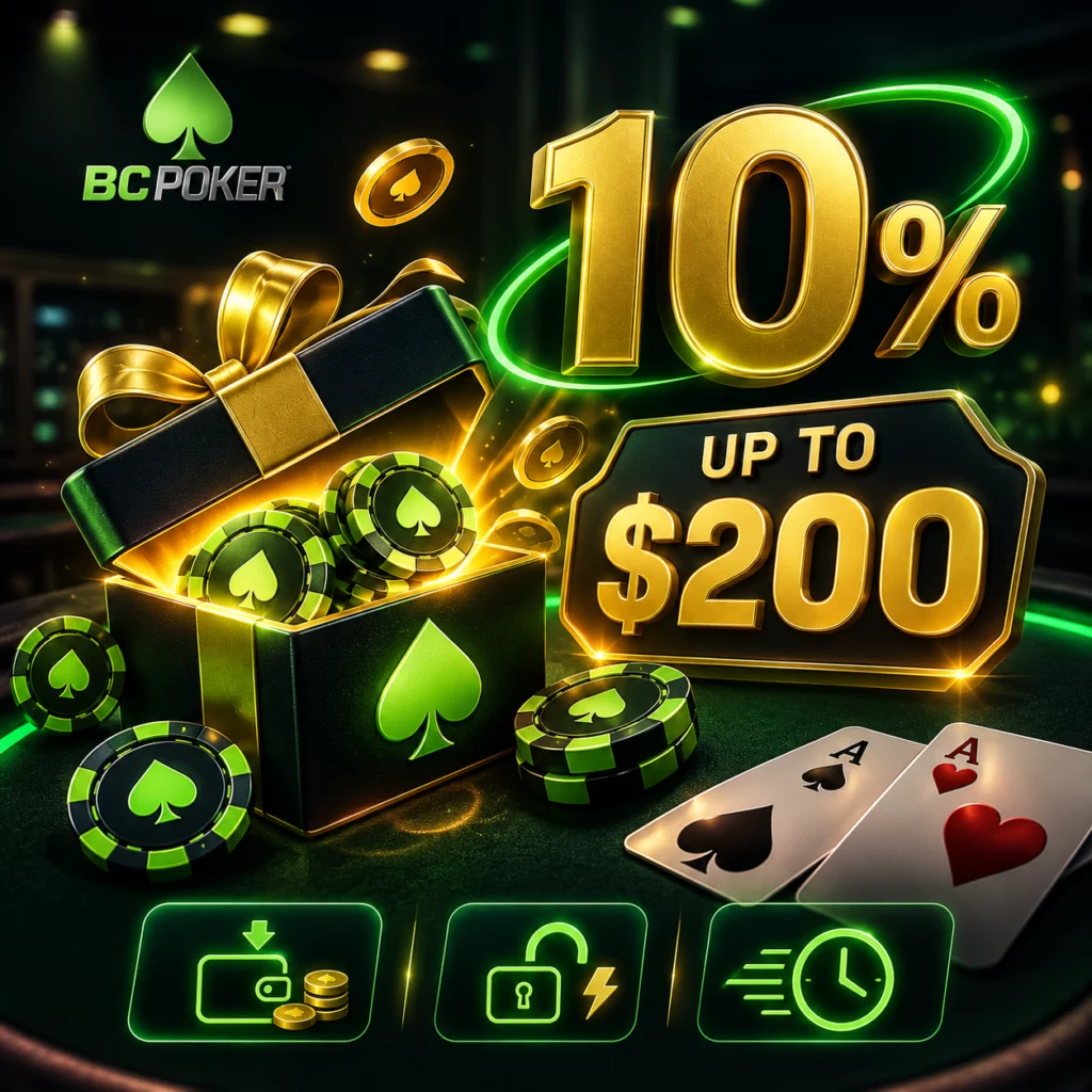 BCPoker welcome match first deposit bonus